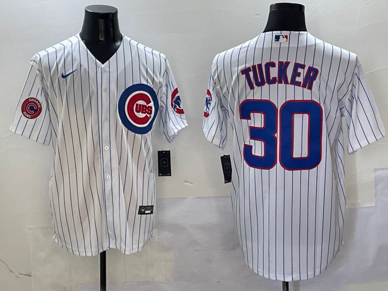 Men Chicago Cubs #30 Tucker White Stripe Game Nike 2025 MLB Jersey style 5->chicago cubs->MLB Jersey